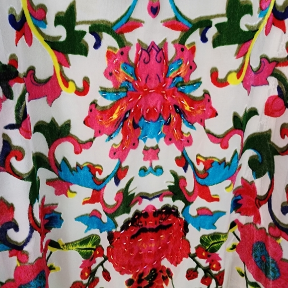 Jayley Silk Floral Kimono Cream White devore Jacket Coverup with Tassels Onesize - Picture 6 of 16